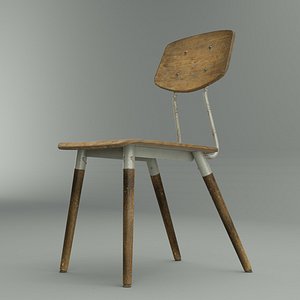 3D worn french school chair model