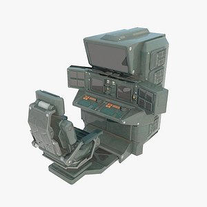 Future sci-fi operation console 3D