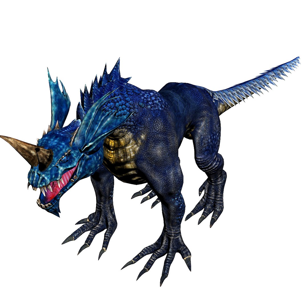 3d rigged blue fantasy monster