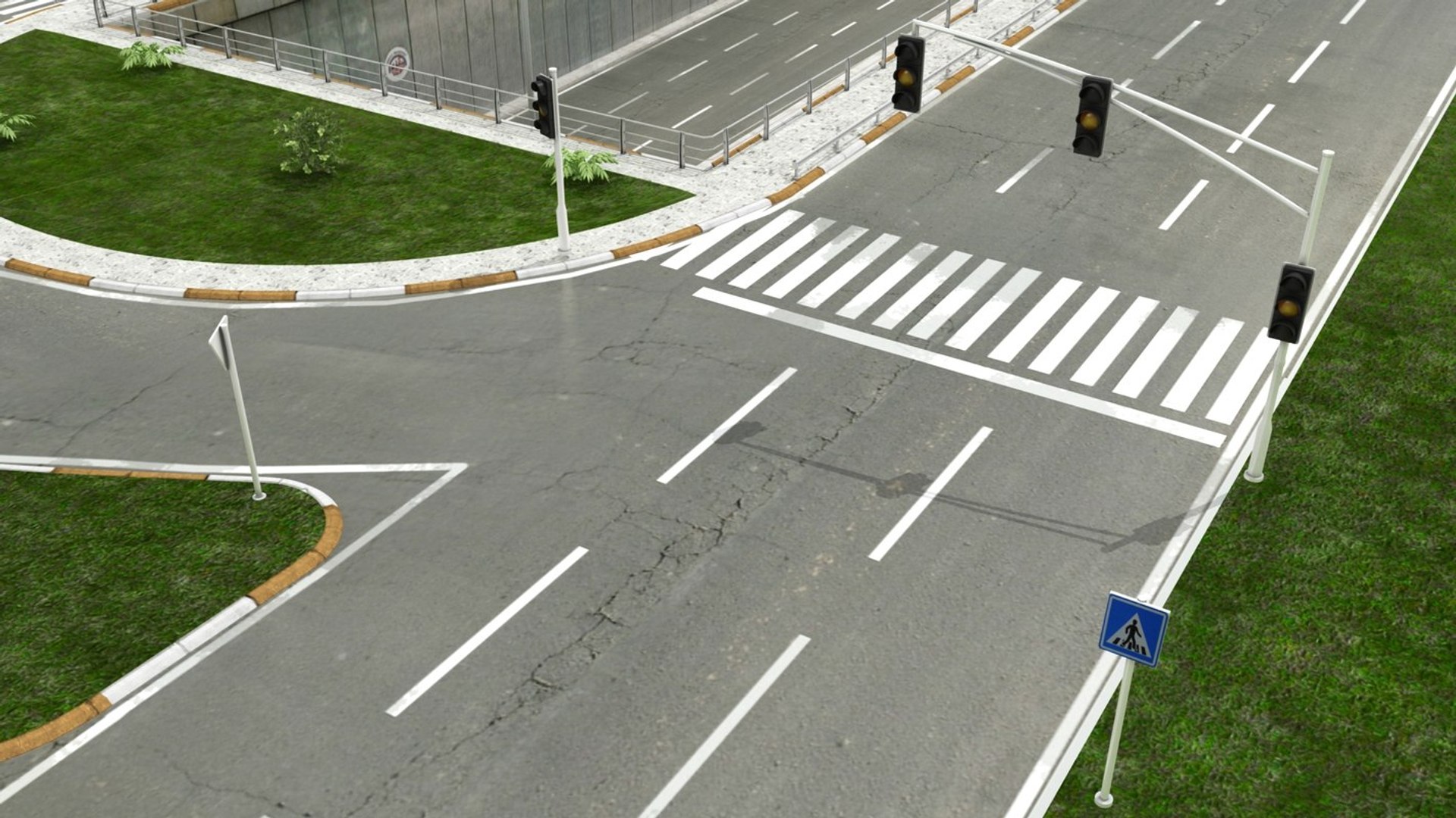 Intersection Road 3D Model - TurboSquid 1346116