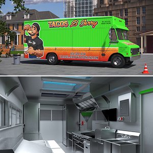 Tacos El Jerry Catering Truck with Interior Closed