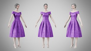 Dress 42 Royal Velvet Purple With Design