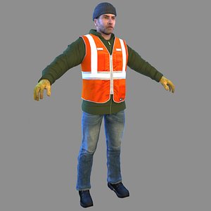 3D model trash worker