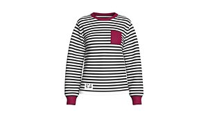 Girls Striped Sweatshirt With Contrast Pocket 3D model