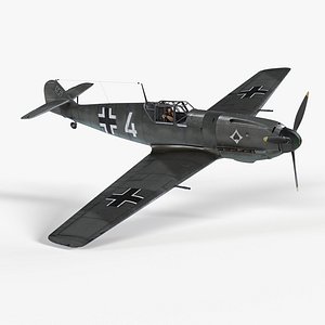 3D Messerschmitt BF109 German Fighter Airplane Grey Version 3 model