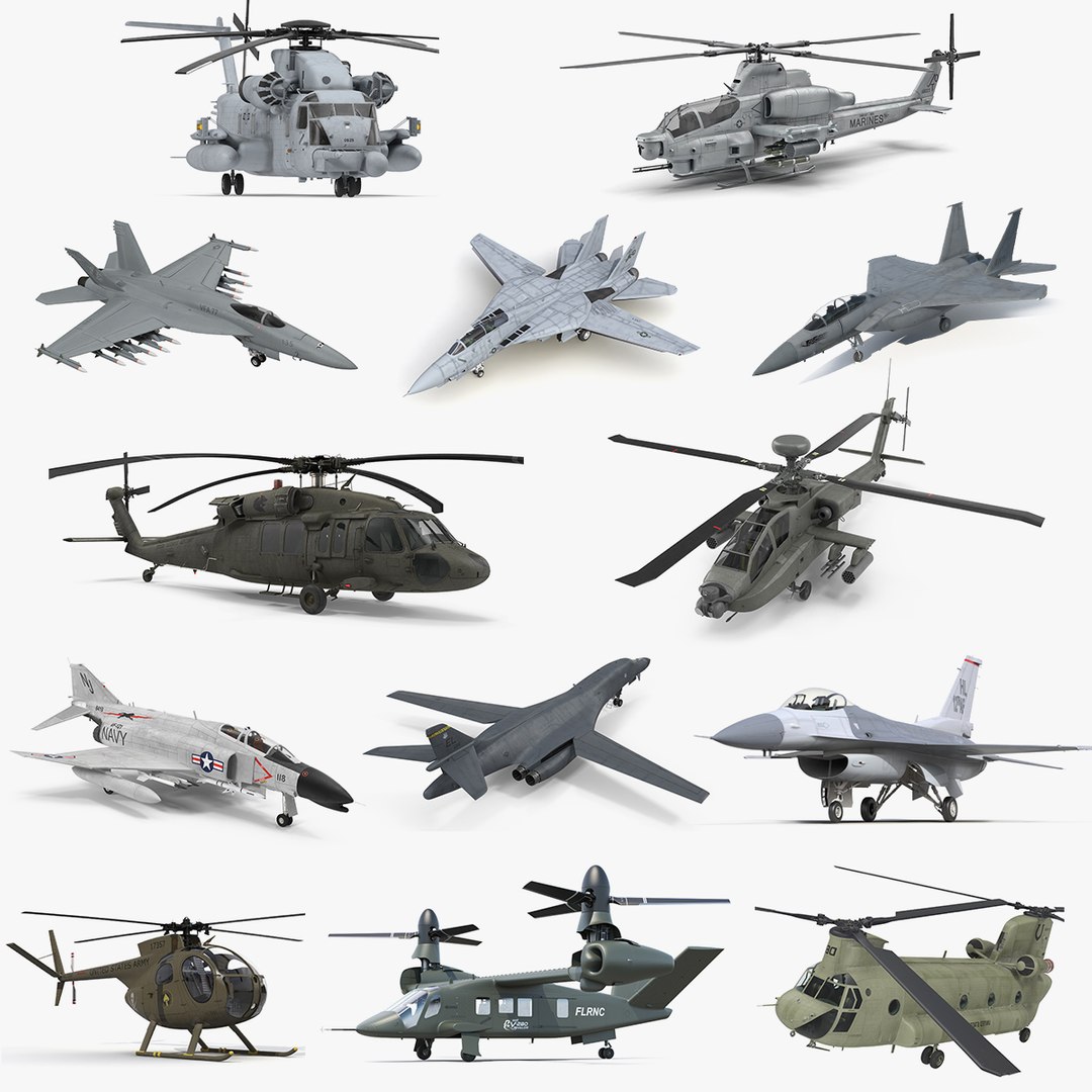 US Military Aircrafts Collection 3 3D model preview