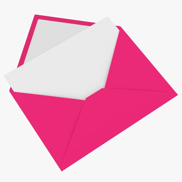 Envelope mockup 05 open pink white 3D model