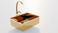Luxury Gold Bathroom Sink with Modern Faucet 3D Model