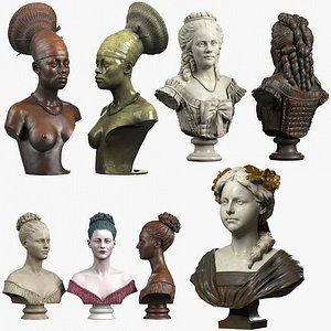 3D bust baroque lady model