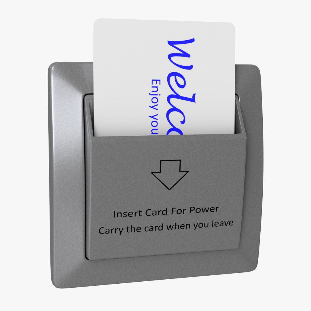 Hotel Room Switch Grey with Card 3D model preview