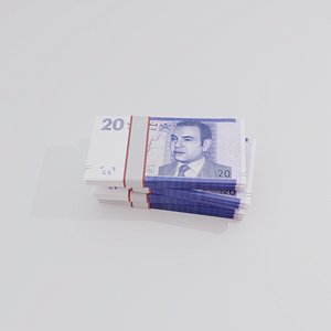 20 Moroccan Dirham Currency 3D
