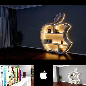 3D apple book bookshelf model