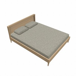 wood bed 3d model
