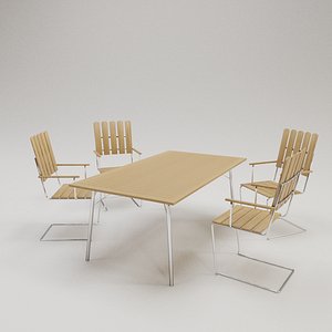 3D model scandinavian tableset furniture