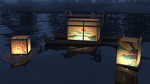 3D Water Lantern Scene