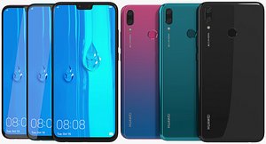 realistic huawei y9 colors 3D model