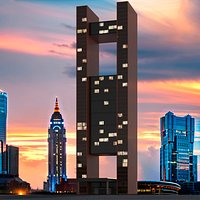 High-Rise Twin Column Complex with Sky Platform