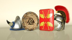 3D model vikings roman helmets