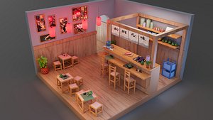 Isometric Resaurant Room 3D model