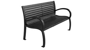 3D Tropitone District  Bench with Back and Arms Slat