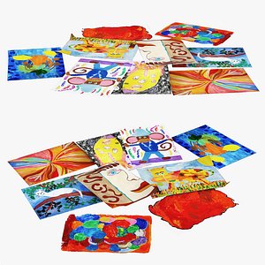 Pack of childrens drawings in gouache