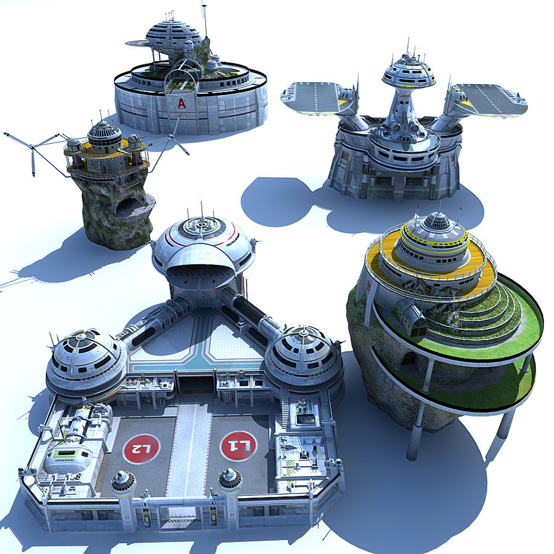 sci-fi stations obj