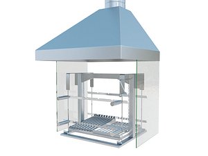 3D CHURRASQUEIRA COM VIDRO E COIFA
