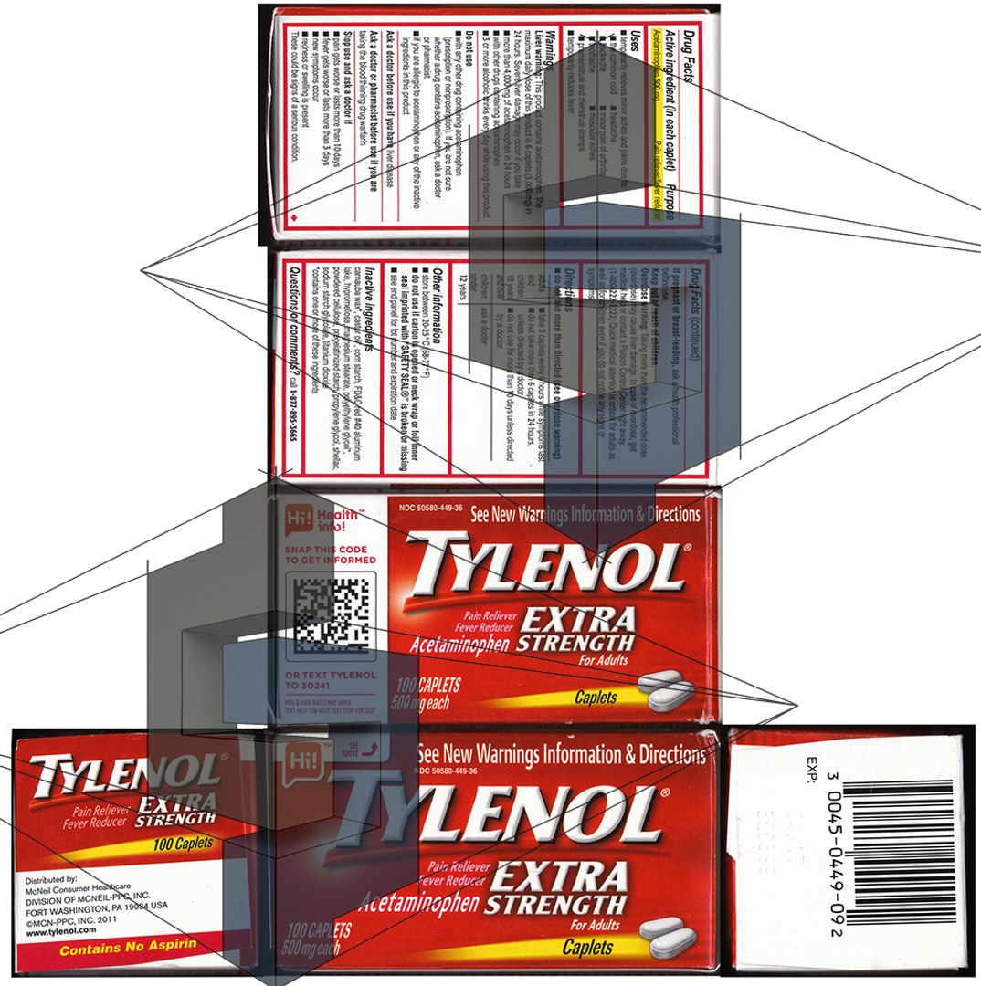 3d Tylenol Extra Strength Box