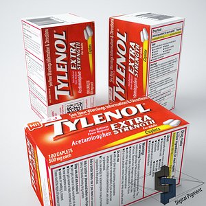 3d tylenol extra strength box