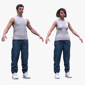 Man and Woman in Sport Outfit 1 3D