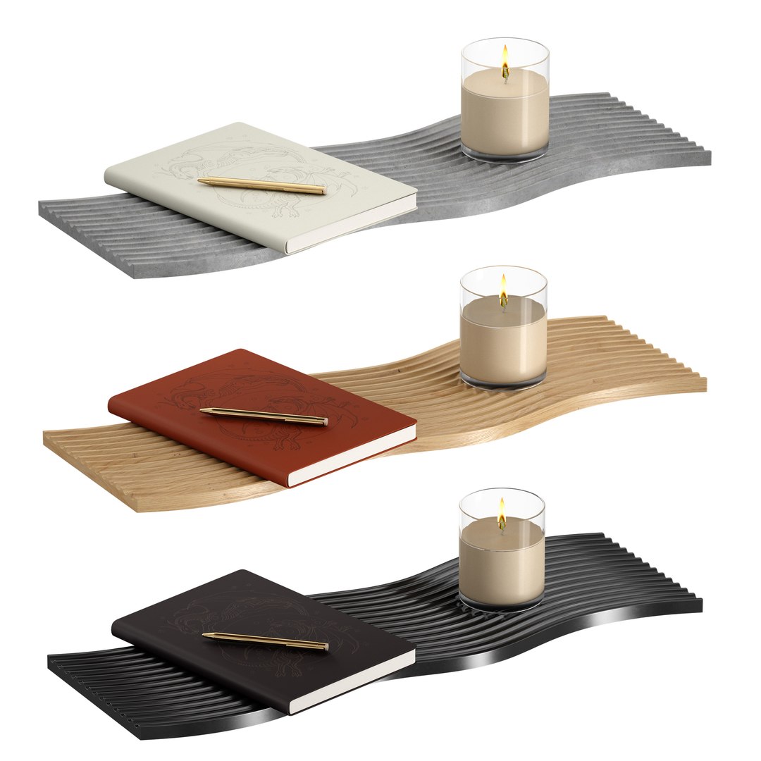 3D Decorative Set - Notepad Pen Candle Stand Model - TurboSquid 2211036
