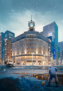 Wako building - Ginza street 3D model