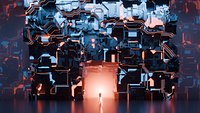 Sci-Fi Cyberpunk Megastructure Portal and Tech Wall