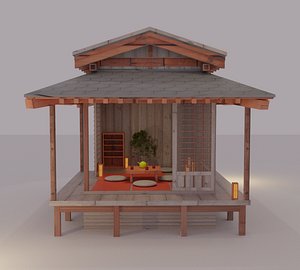 Japanese garden structures viewing pavilions Low-poly 3D model 3D model