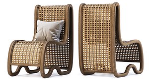 Capri wooden rattan chair CF3  by Bpoint Design 3D model