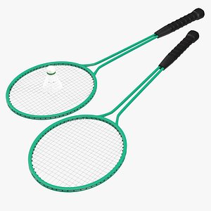 badminton racket 2 shuttlecock 3ds
