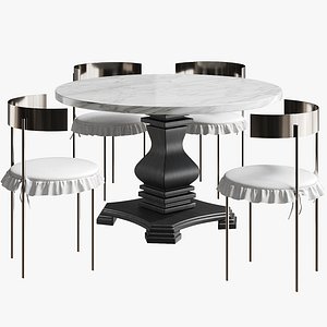 3D Tralle dining table Meadow chair model