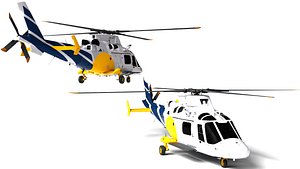 AgustaWestland AW109 Rigged Luxury Military Helicopter 3D Model Game Render Ready