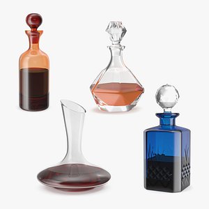Glass Decanters with Alcoholic Drinks Collection 2