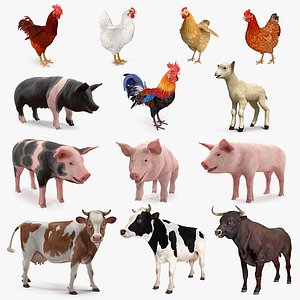 Farm Animals Big Rigged Collection for Maya