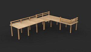 wooden Jetty 3D model model