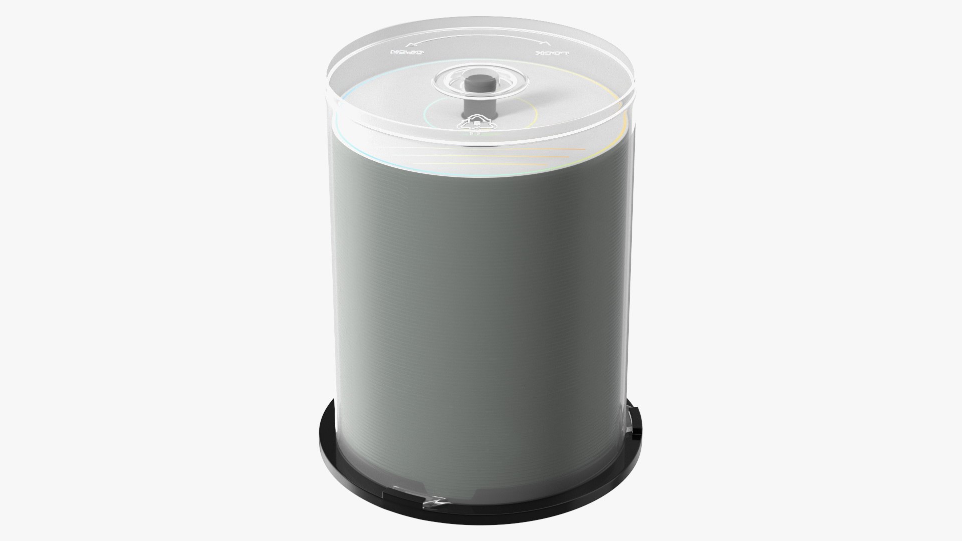 Storage Spindle Cake Box with 100 Discs Pack 3D model preview