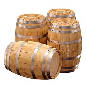 3D Wooden wine barrel
