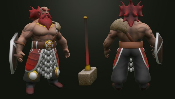 3D Male Game Character 3.1 Dwarf God - Low poly model