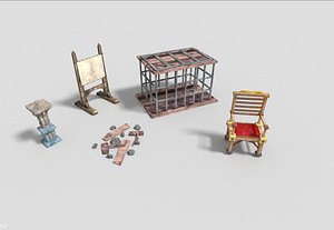 5 low poly dungeon props pack