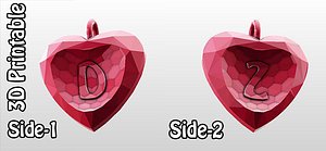 3d obj 3d-printable valentine crystal-heart-twoletters pendant