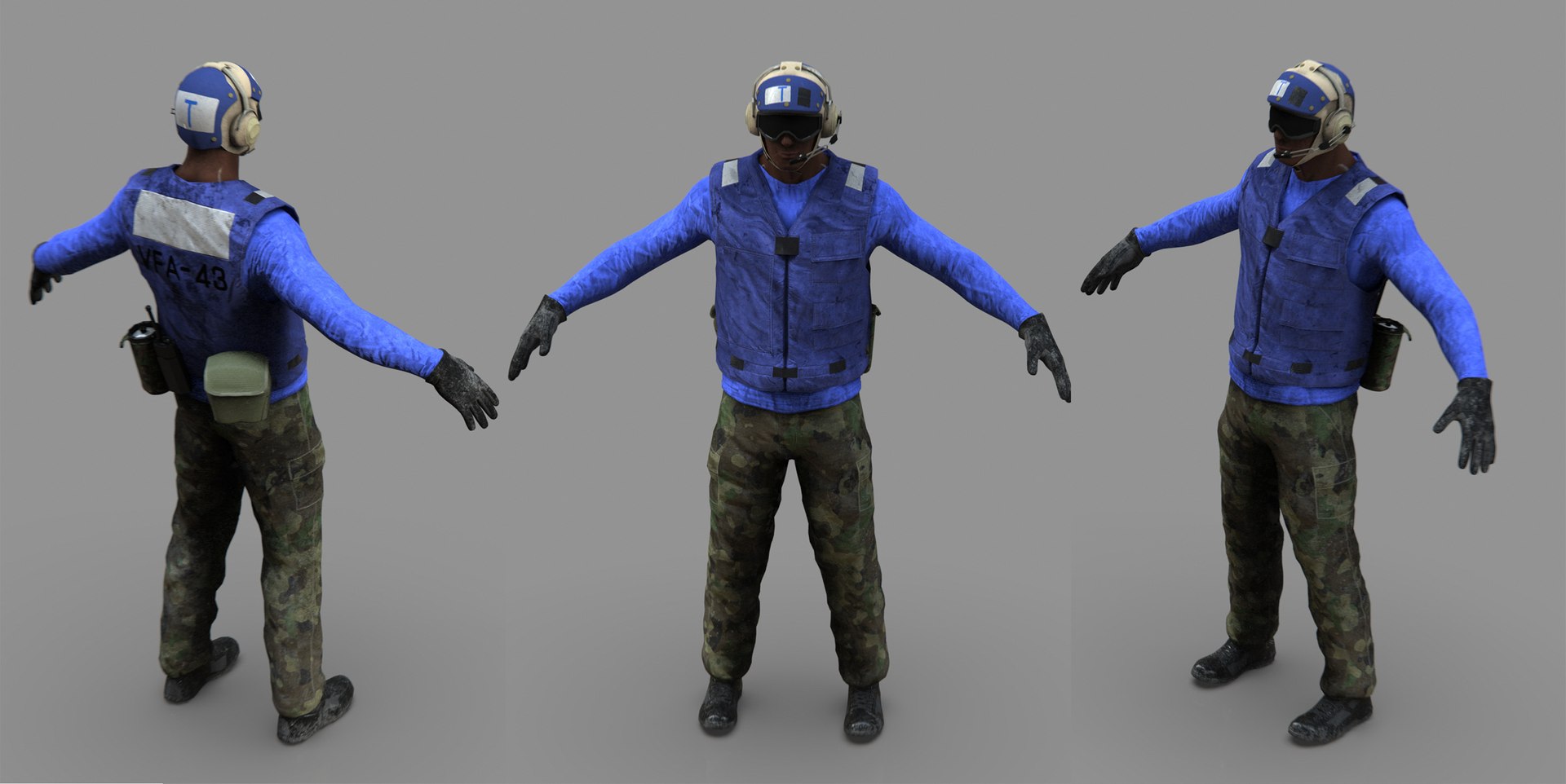 FBX US NAVY Flight Deck Crew Blue 3D Model TurboSquid