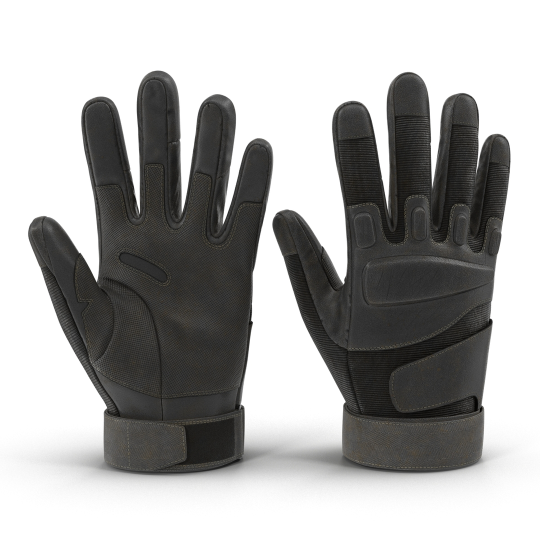 soldier gloves black modeled 3d model