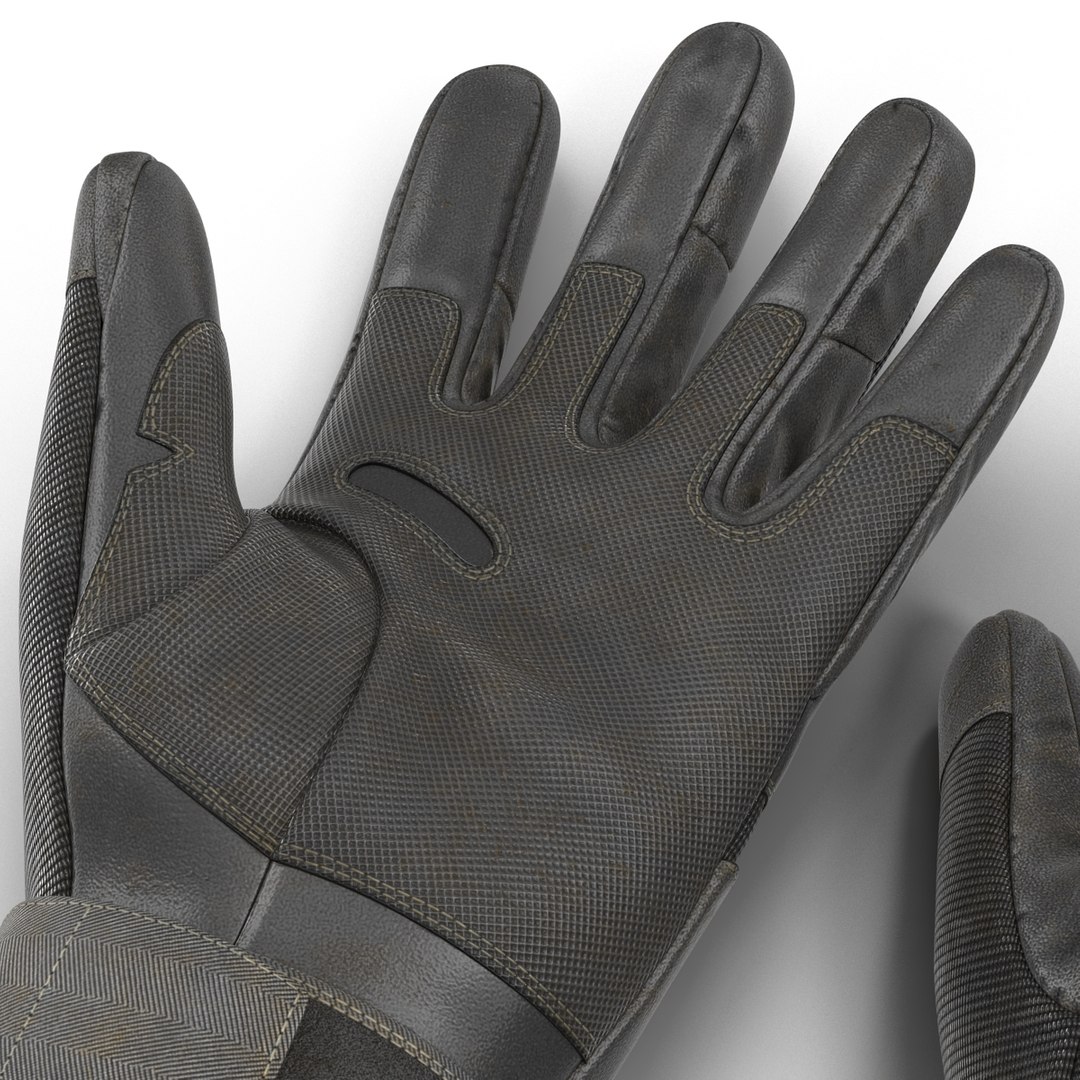 soldier gloves black modeled 3d model
