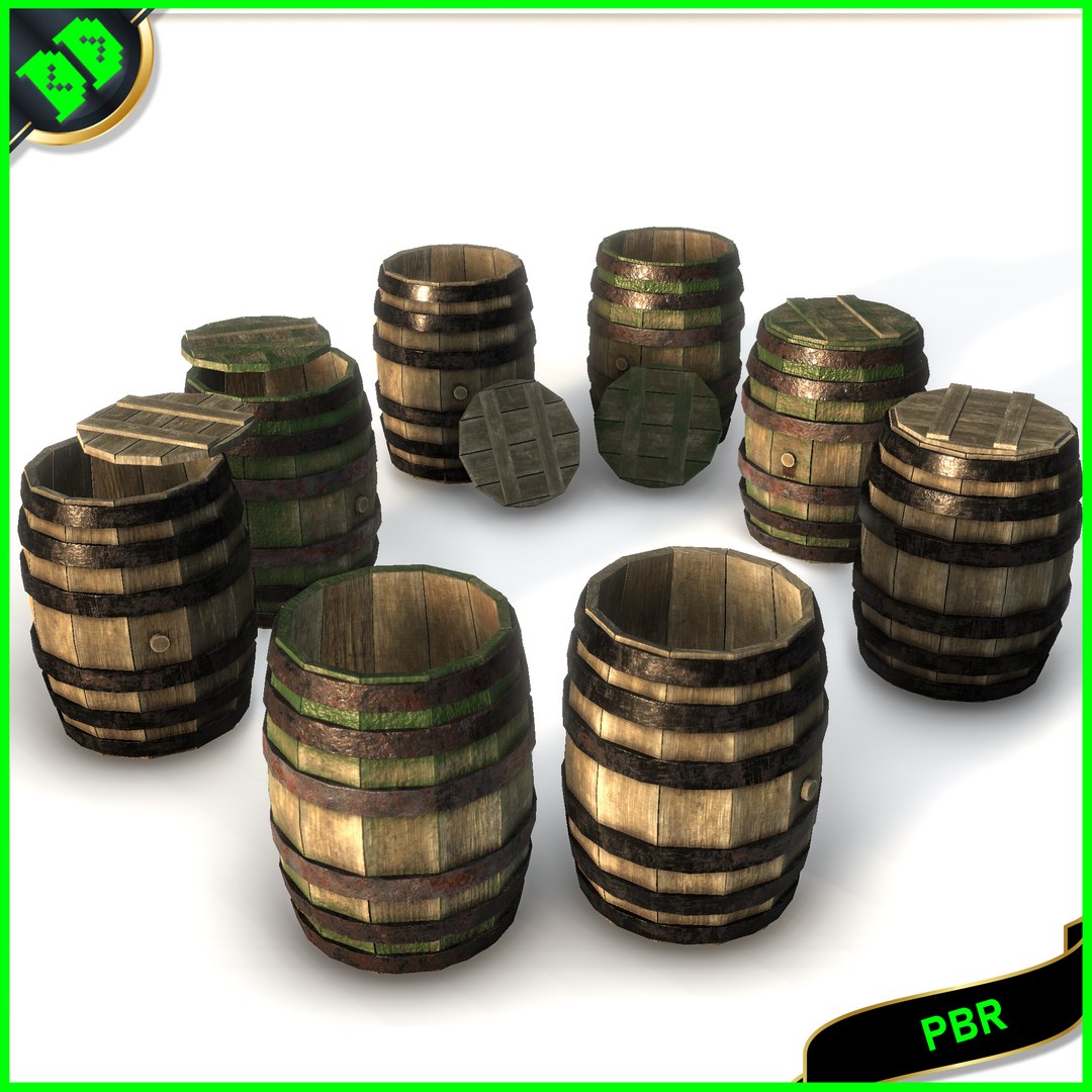 barrels pack pbr 3D model https://p.turbosquid.com/ts-thumb/LQ/IJiVMJ/BfYdQ0ve/mainimage/jpg/1544004917/1920x1080/fit_q87/db64b224fa2136e1bed1d87fb29bb96823360931/mainimage.jpg
